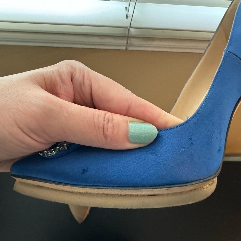 Manolo Blahnik Blue Satin Pumps size 39 - Picture 7 of 8